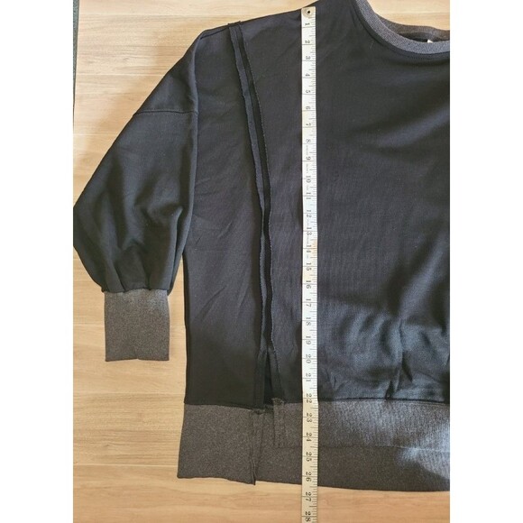 Black Oversized Sweatshirt L Drop Shoulder Raw Hem Casual Streetwear Pullover - Picture 8 of 8